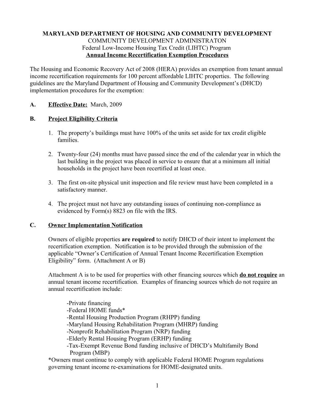 Recertification Waiver Exemption Guidelines for 100% Low-Income Housing Tax Credit (Lihtc)