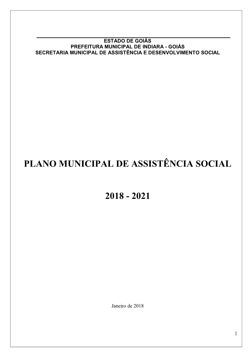Plano Municipal De Assistência Social 2018