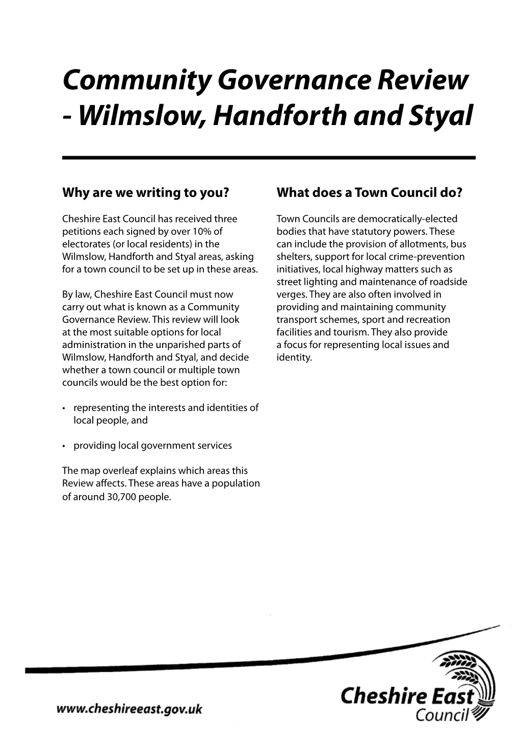 Community Governance Review - Wilmslow, Handforth and Styal