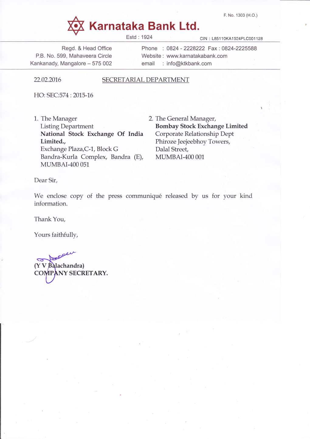 Appointment of Shri U R Bhat and Shri Keshav K Desai