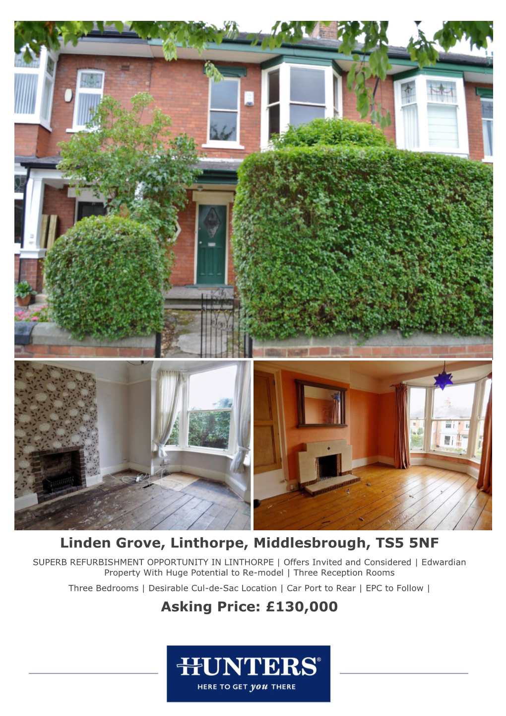 Linden Grove, Linthorpe, Middlesbrough, TS5 5NF Asking Price
