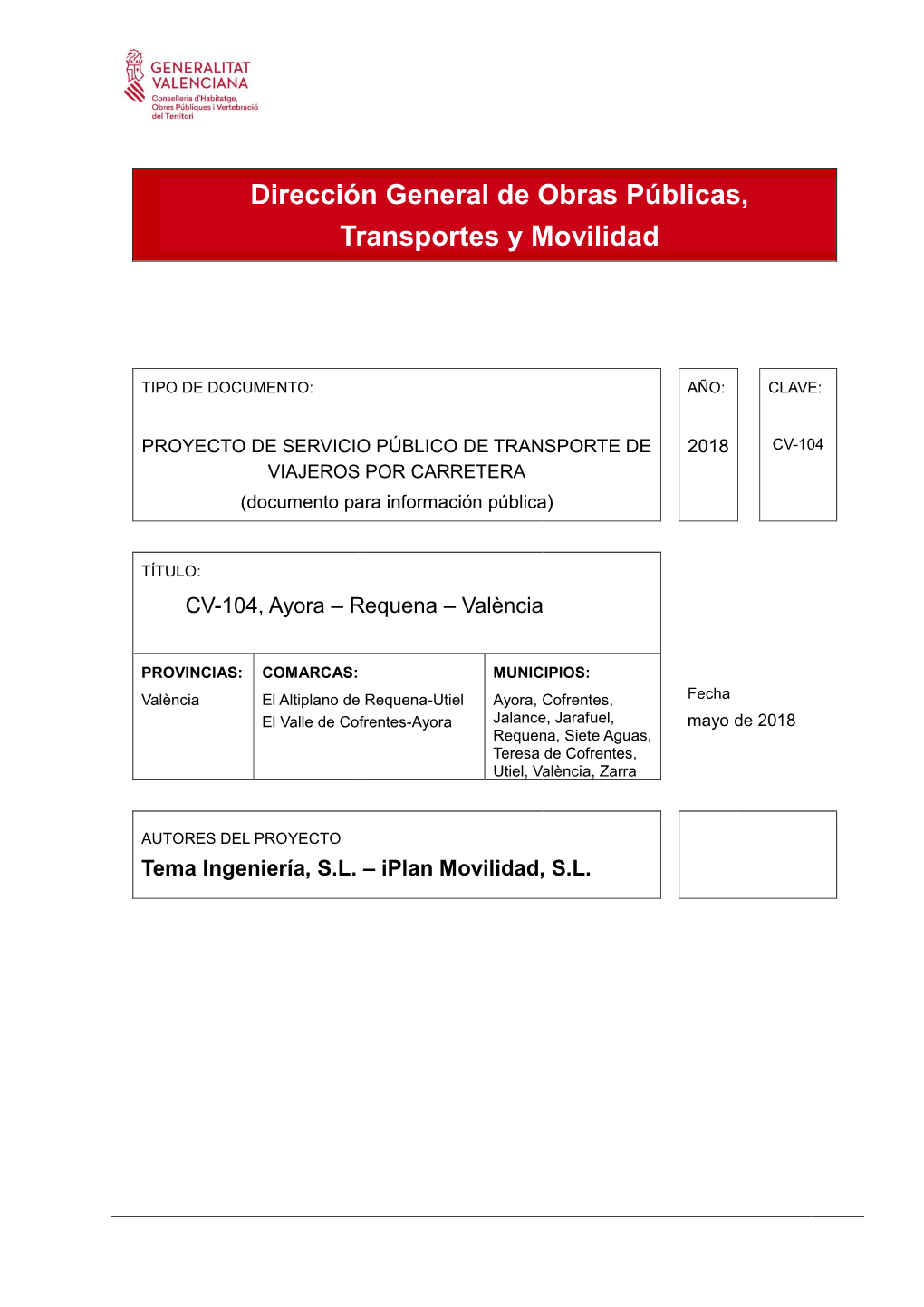 Dirección General De Obras Públicas, Transportes Y Movilidad