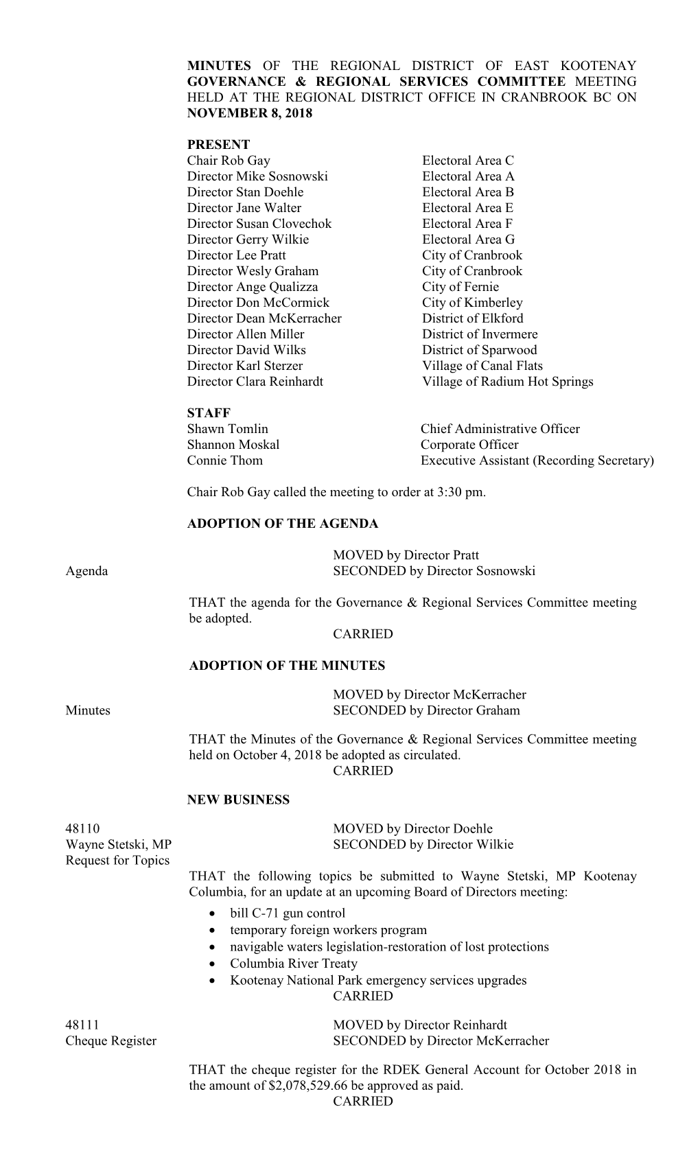 Minutes of the Meeting of the Board of Directors of The