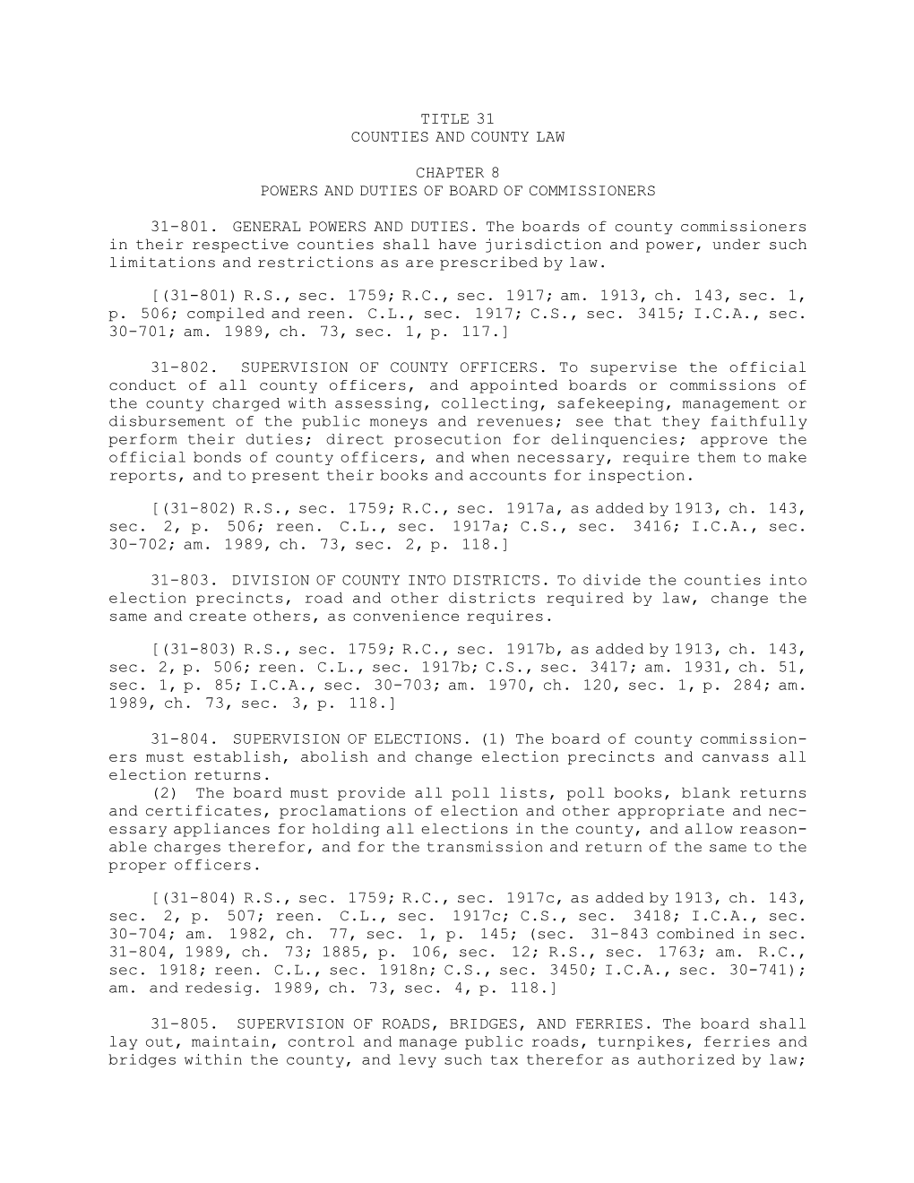 Title 31 Counties and County Law