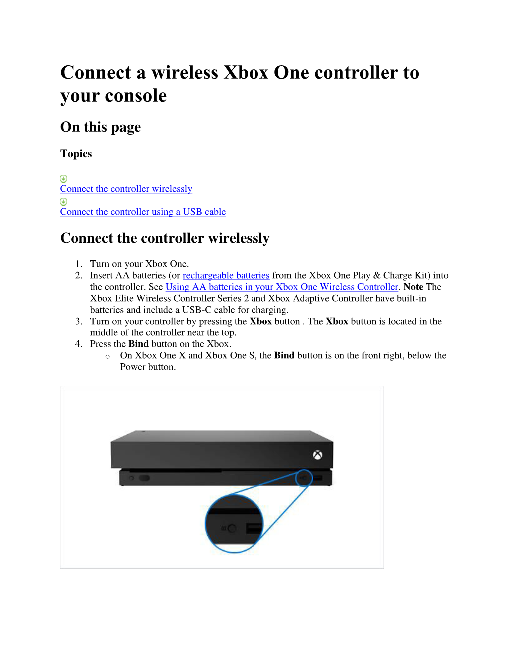 Connect a Wireless Xbox One Controller to Your Console on This Page