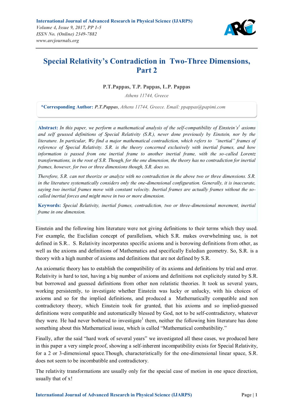 Special Relativity's Contradiction in Two-Three Dimensions, Part 2