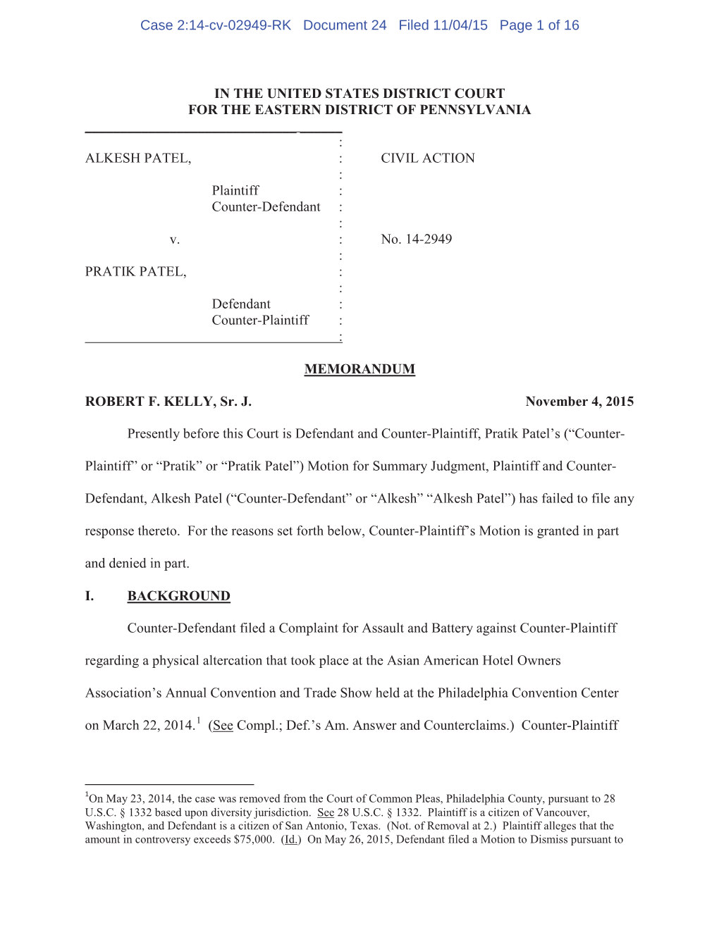 Case 2:14-Cv-02949-RK Document 24 Filed 11/04/15 Page 1 of 16