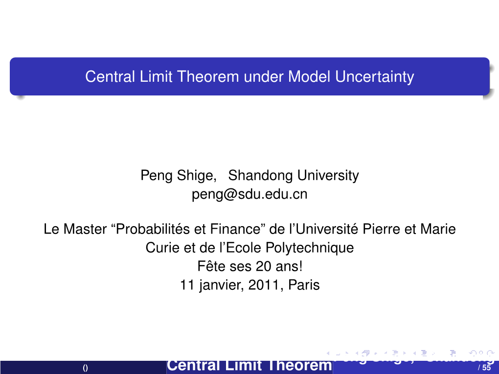 Central Limit Theorem Under Model Uncertainty