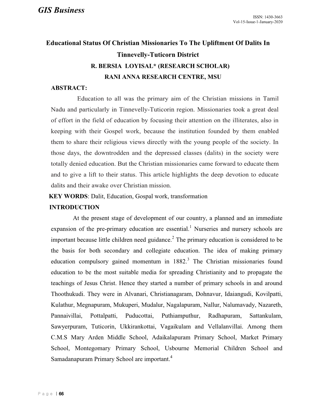 GIS Business ISSN: 1430-3663 Vol-15-Issue-1-January-2020