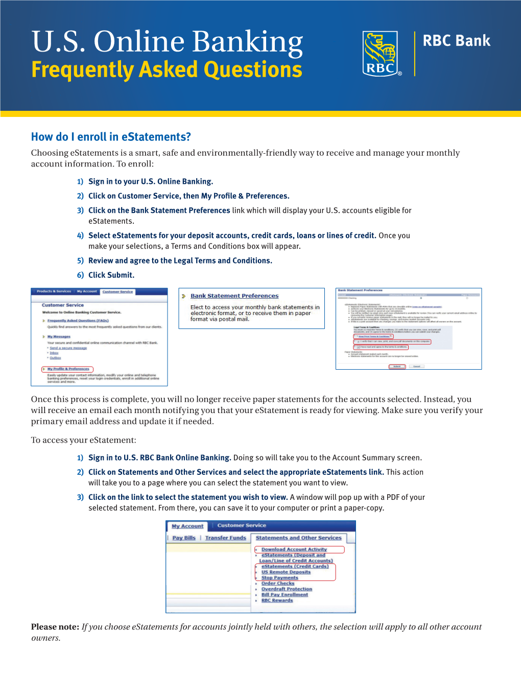 U.S. Online Banking Frequently Asked Questions