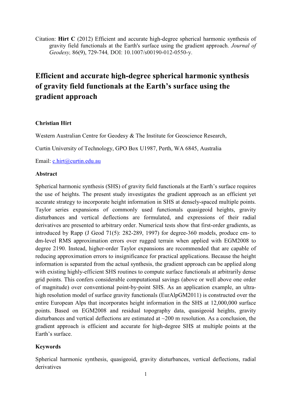 Efficient Spherical-Harmonic Synthesis of Gravity Functionals at the Earth's