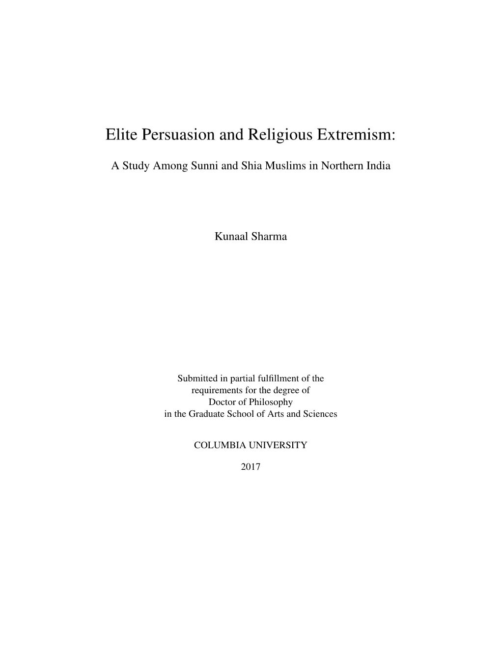 Elite Persuasion and Religious Extremism