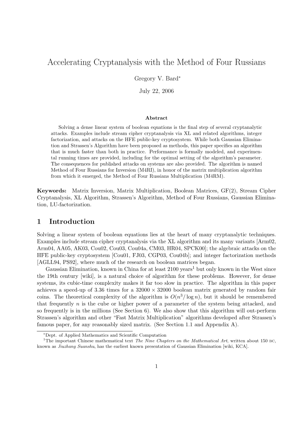 Accelerating Cryptanalysis with the Method of Four Russians