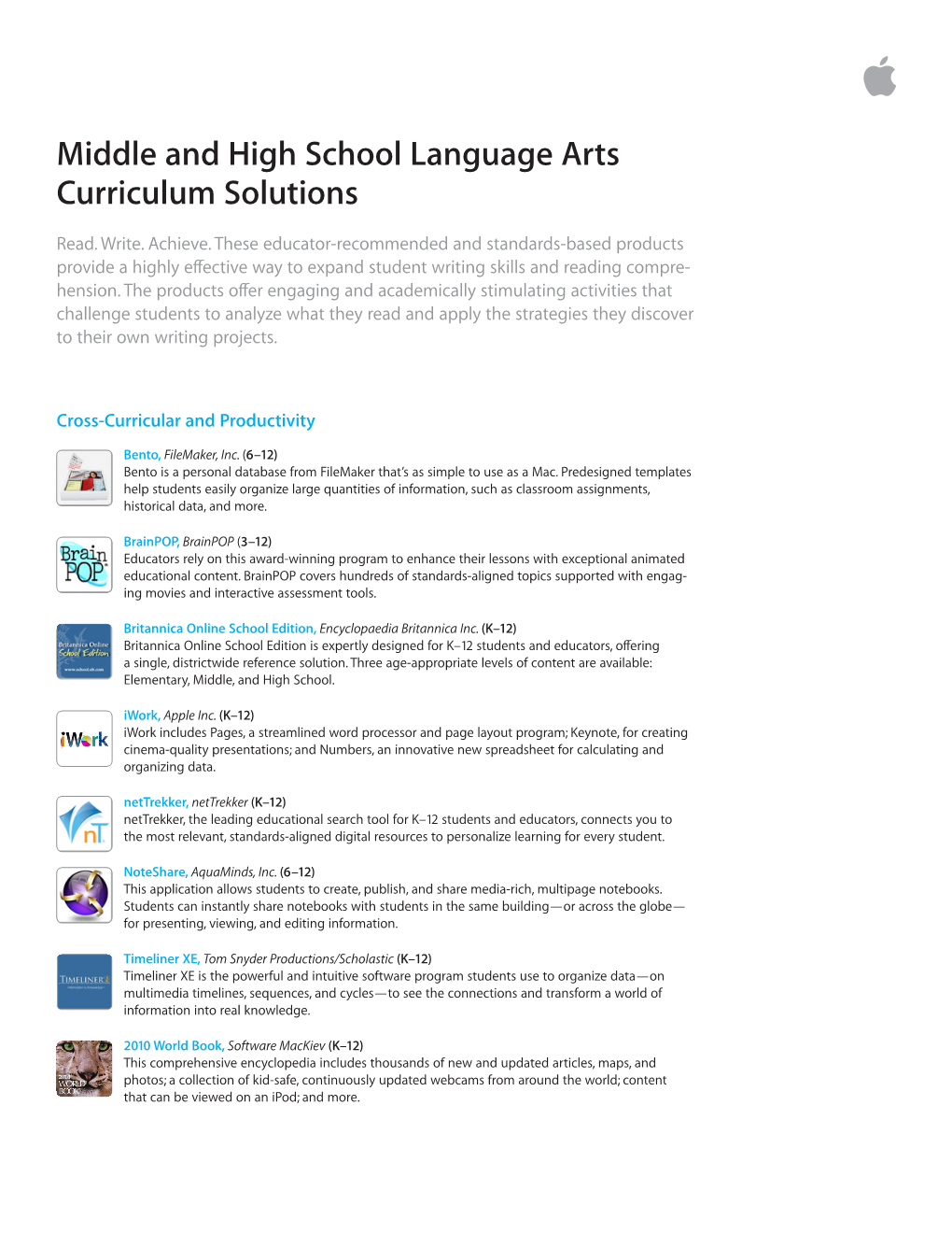 Middle and High School Language Arts Curriculum Solutions