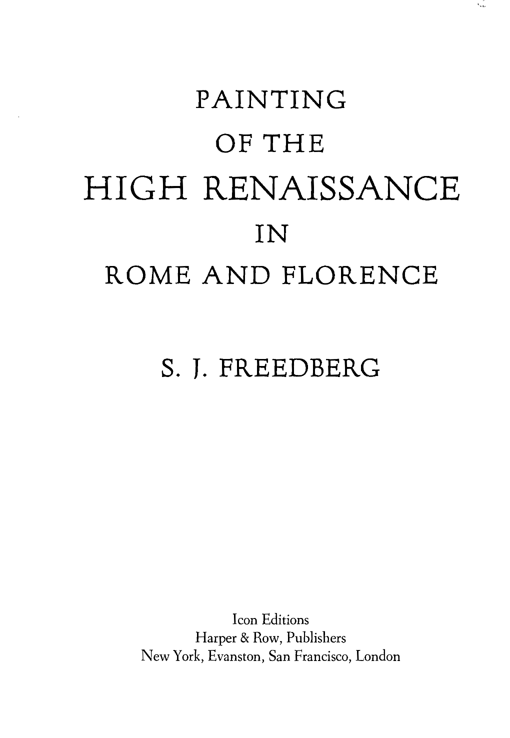 High Renaissance in Rome and Florence