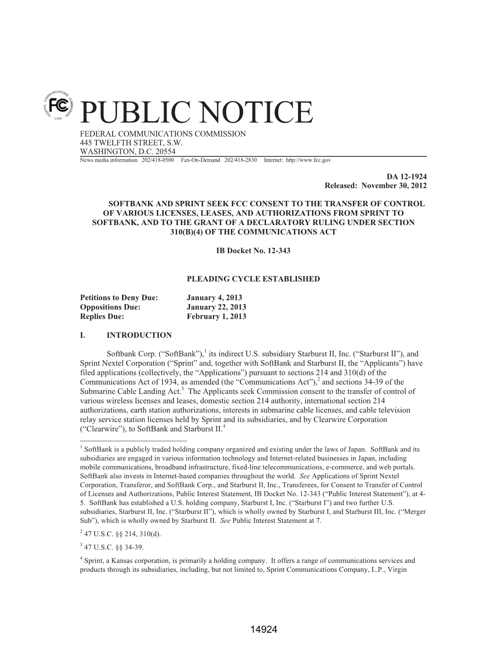 Public Notice Federal Communications Commission 445 Twelfth Street, S.W