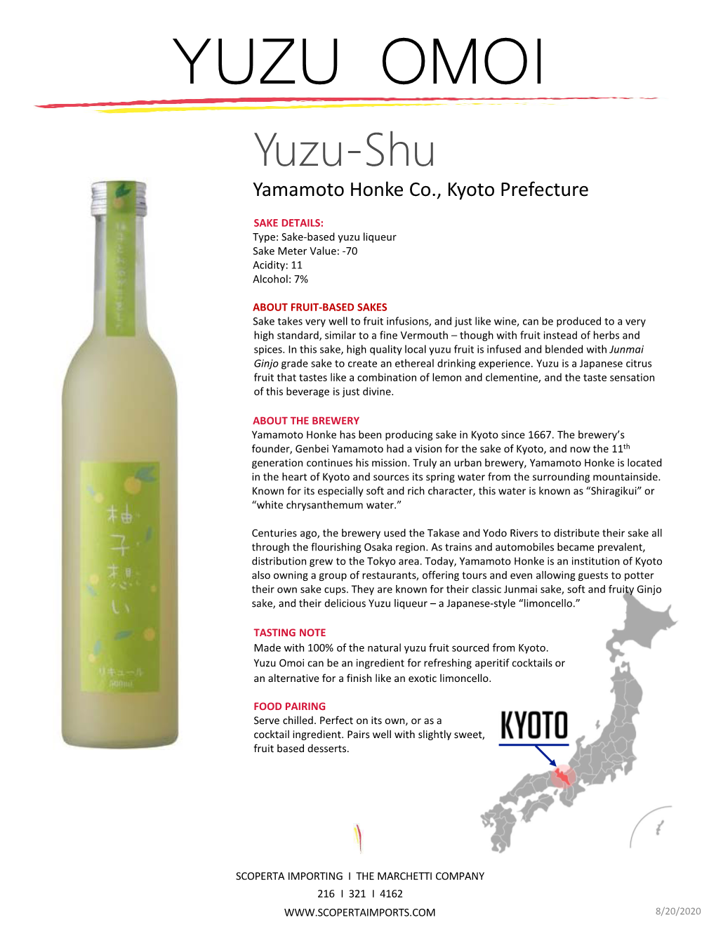 Yuzu Omoi Yuzu Liqueur