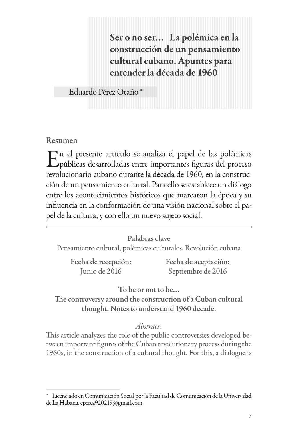 La Polémica En La Construcción De Un Pensamiento Cultural Cubano