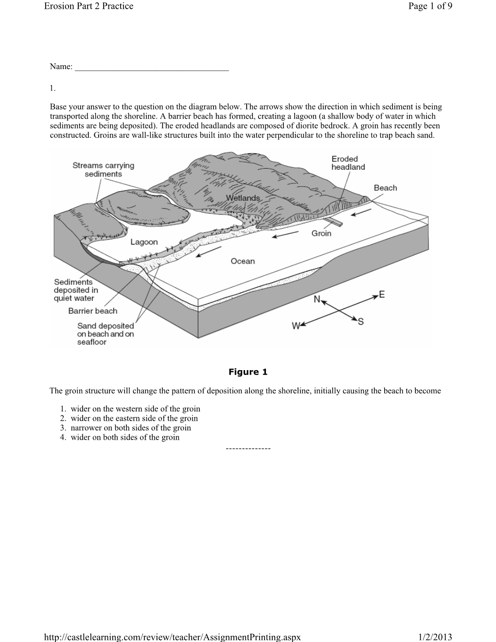 Page 1 of 9 Erosion Part 2 Practice 1/2/2013