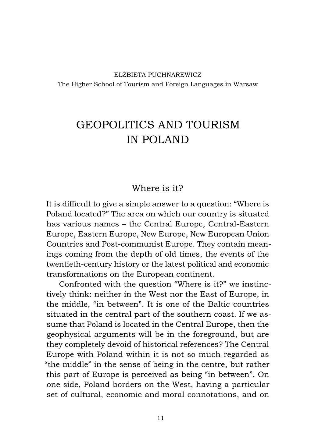 Geopolitics and Tourism in Poland
