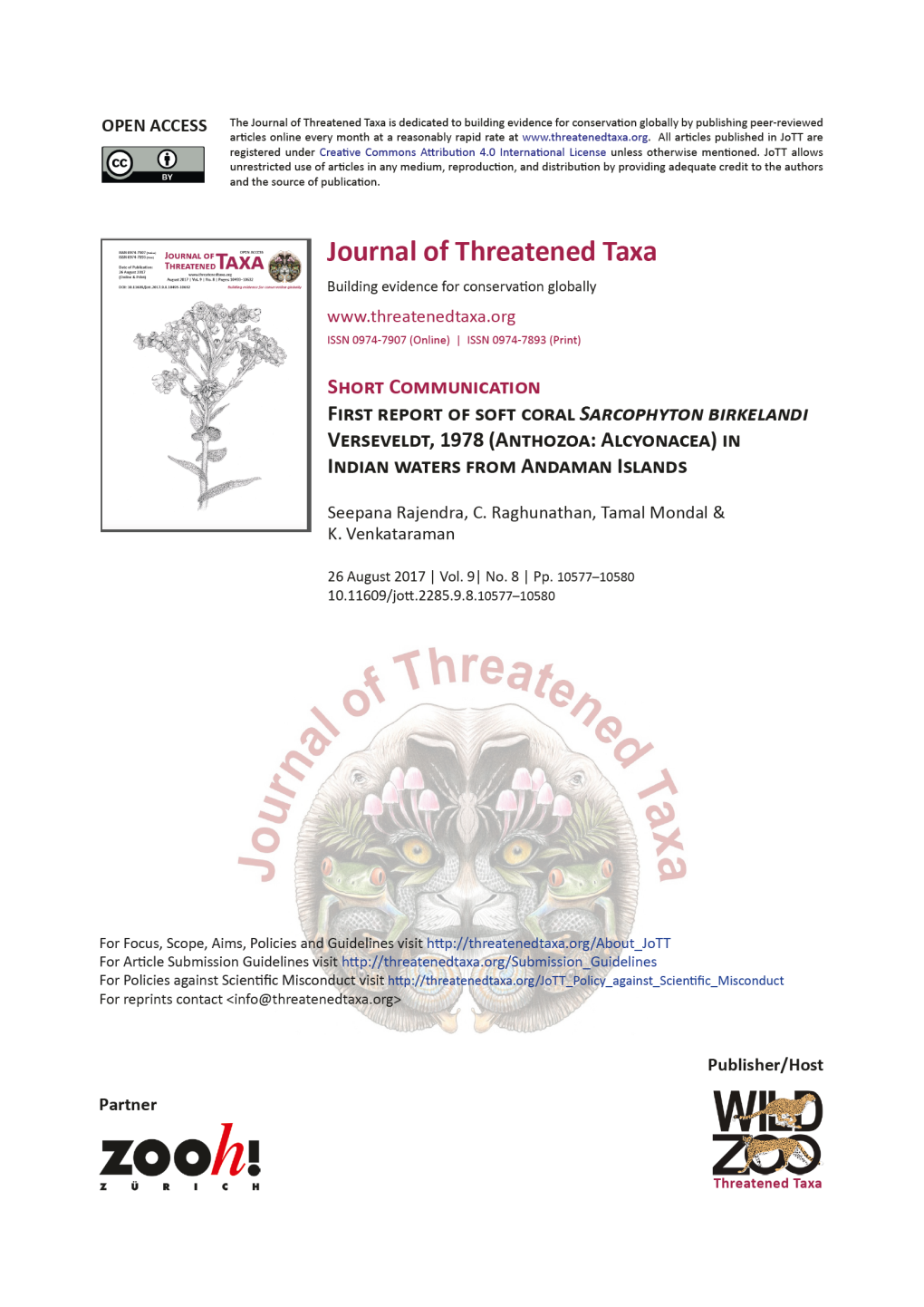 First Report of Soft Coral Sarcophyton Birkelandi Verseveldt, 1978