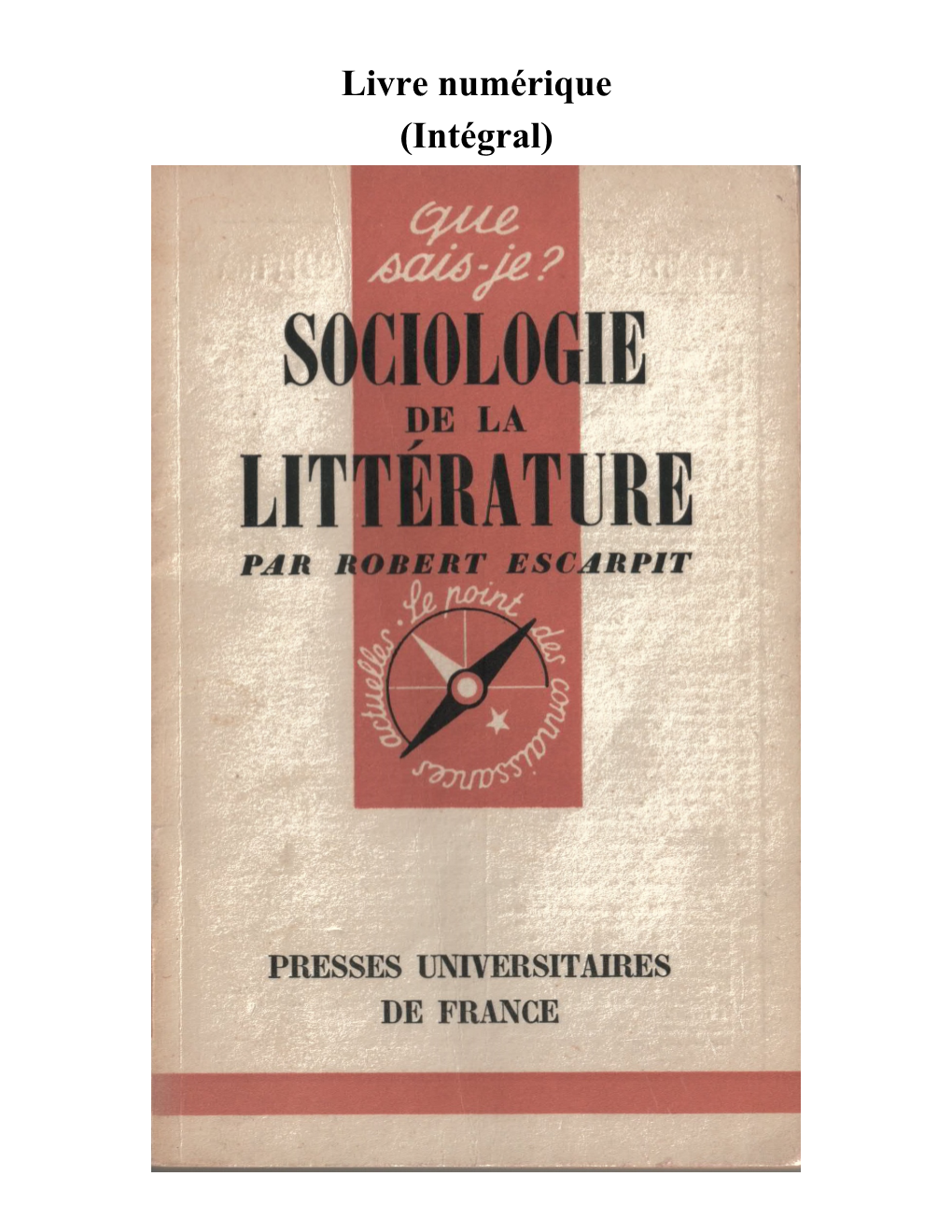 Sociologie De La Littérature