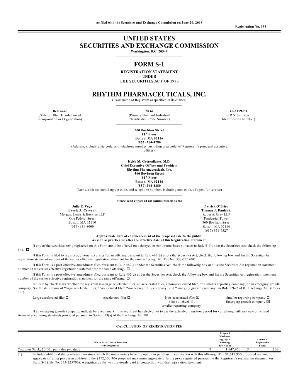 United States Securities and Exchange Commission Form