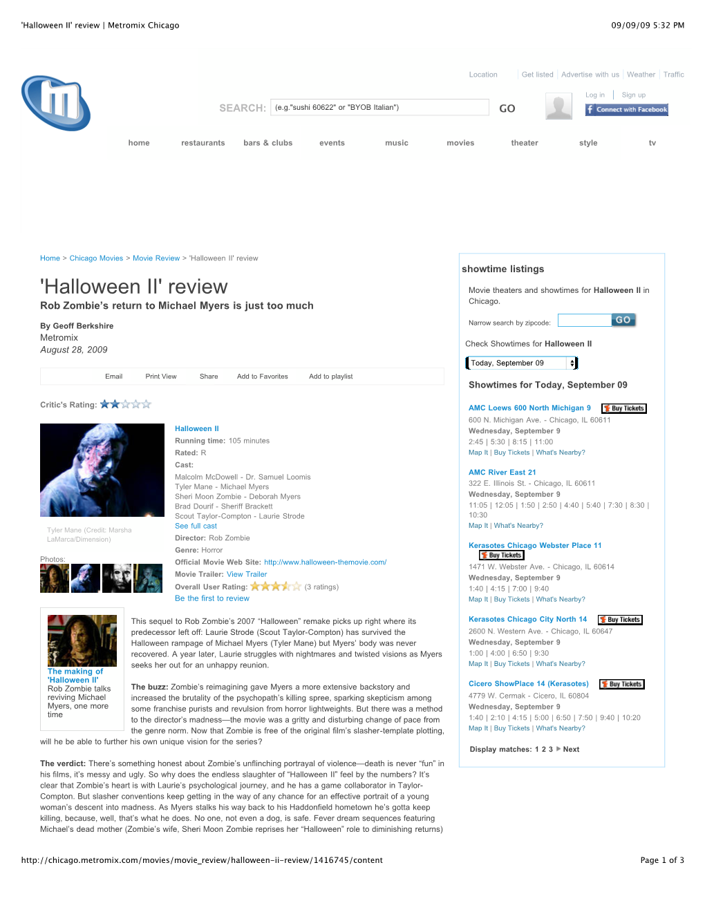 'Halloween II' Review | Metromix Chicago 09/09/09 5:32 PM