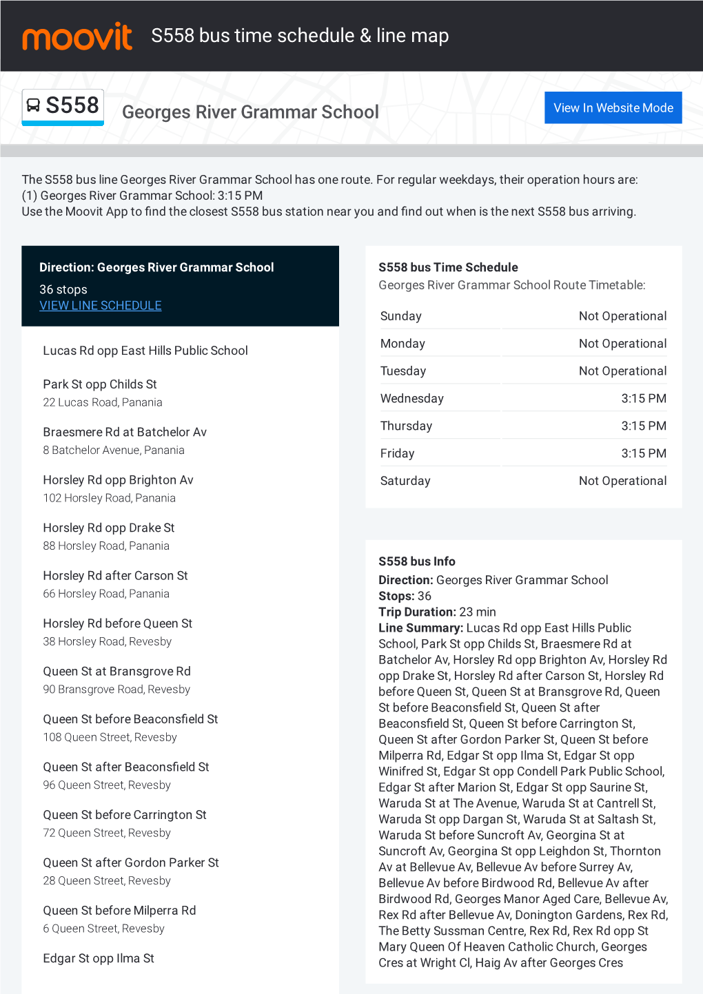 S558 Bus Time Schedule & Line Route