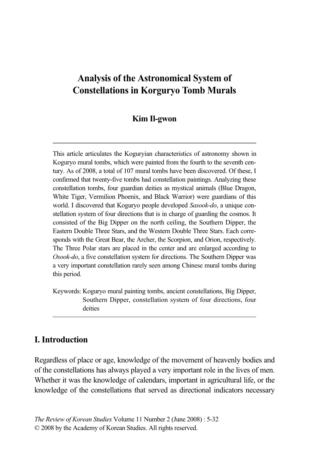 Analysis of the Astronomical System of Constellations in Korguryo Tomb Murals