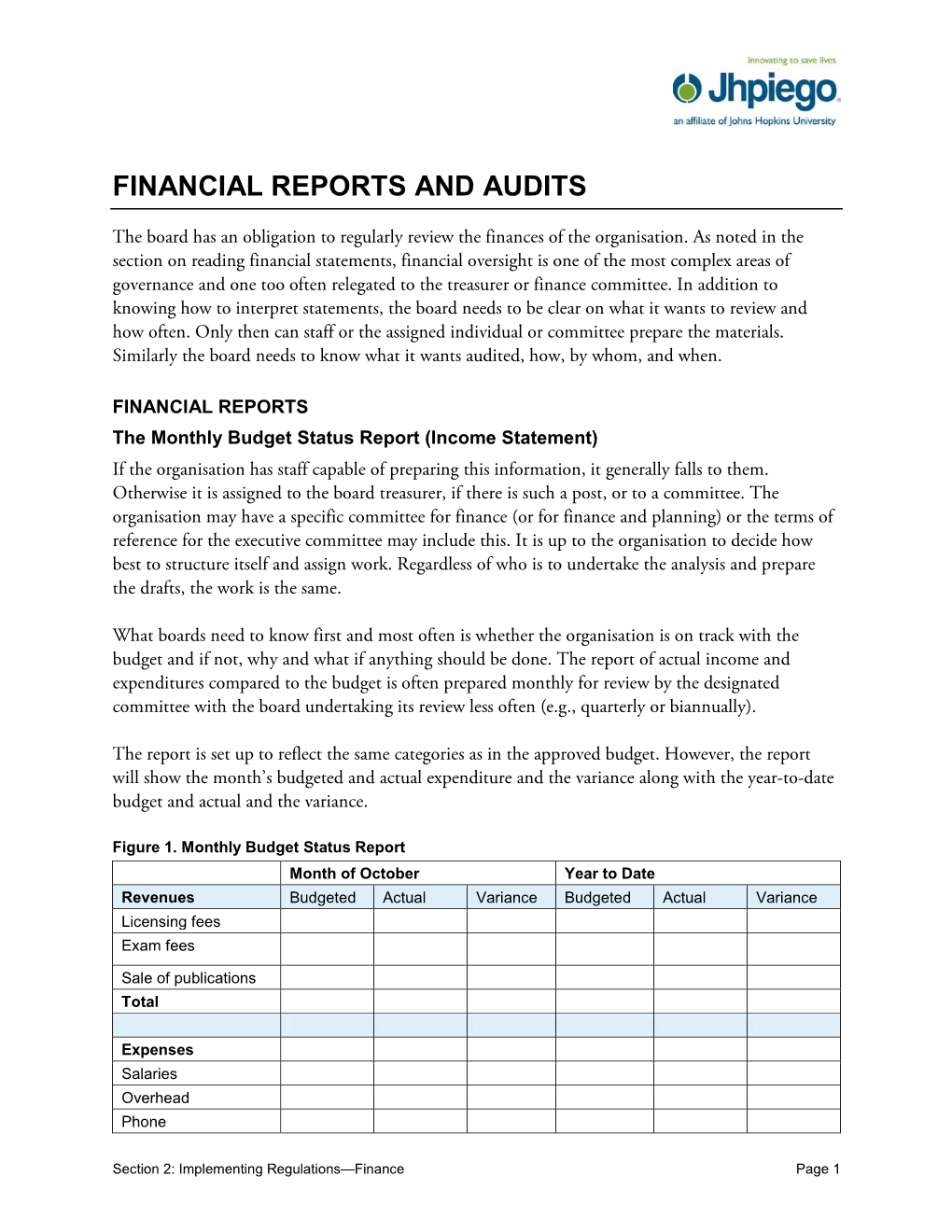 Financial Reports and Audits