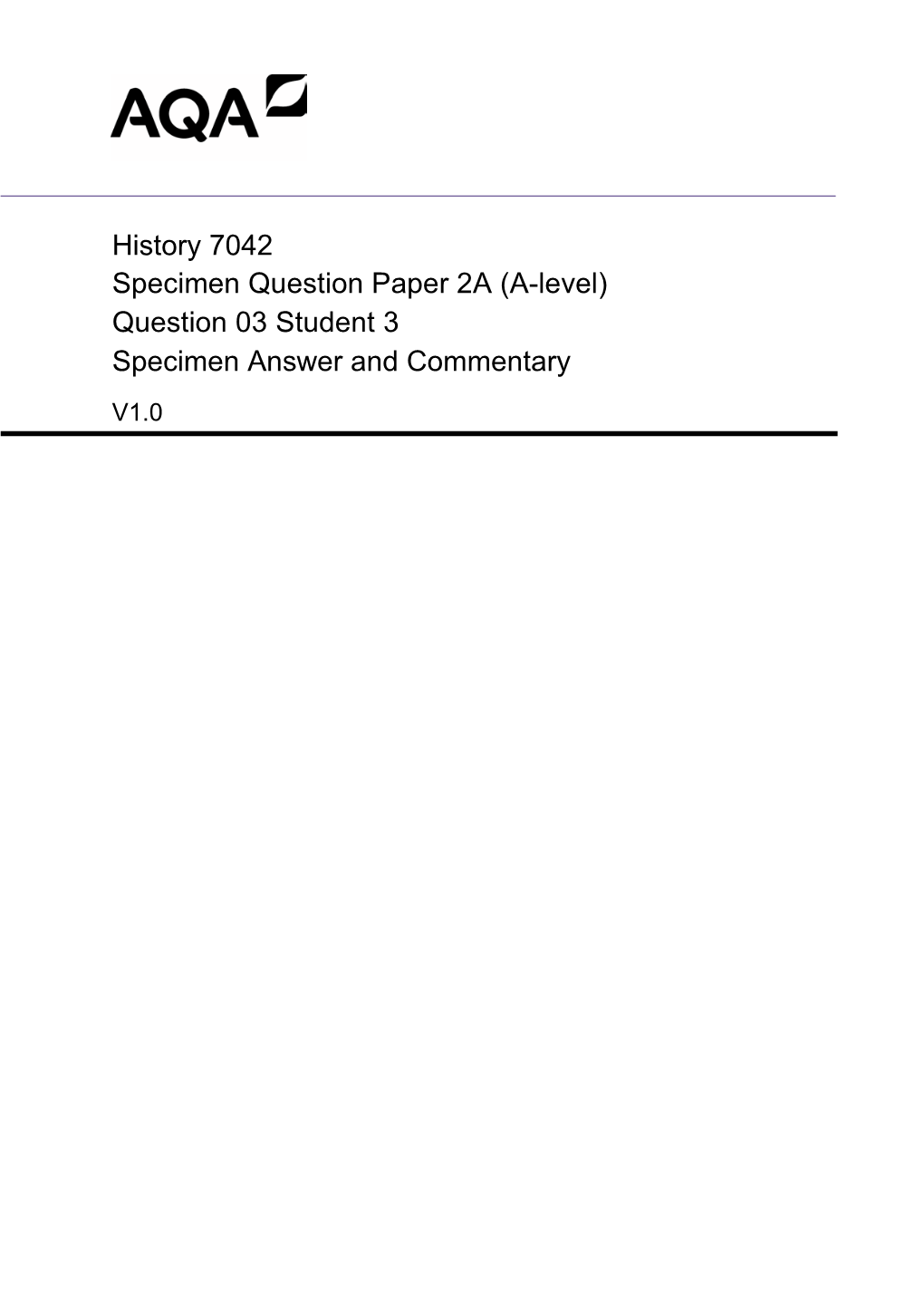 Answers and Commentary (A-Level) : Question 3: Component