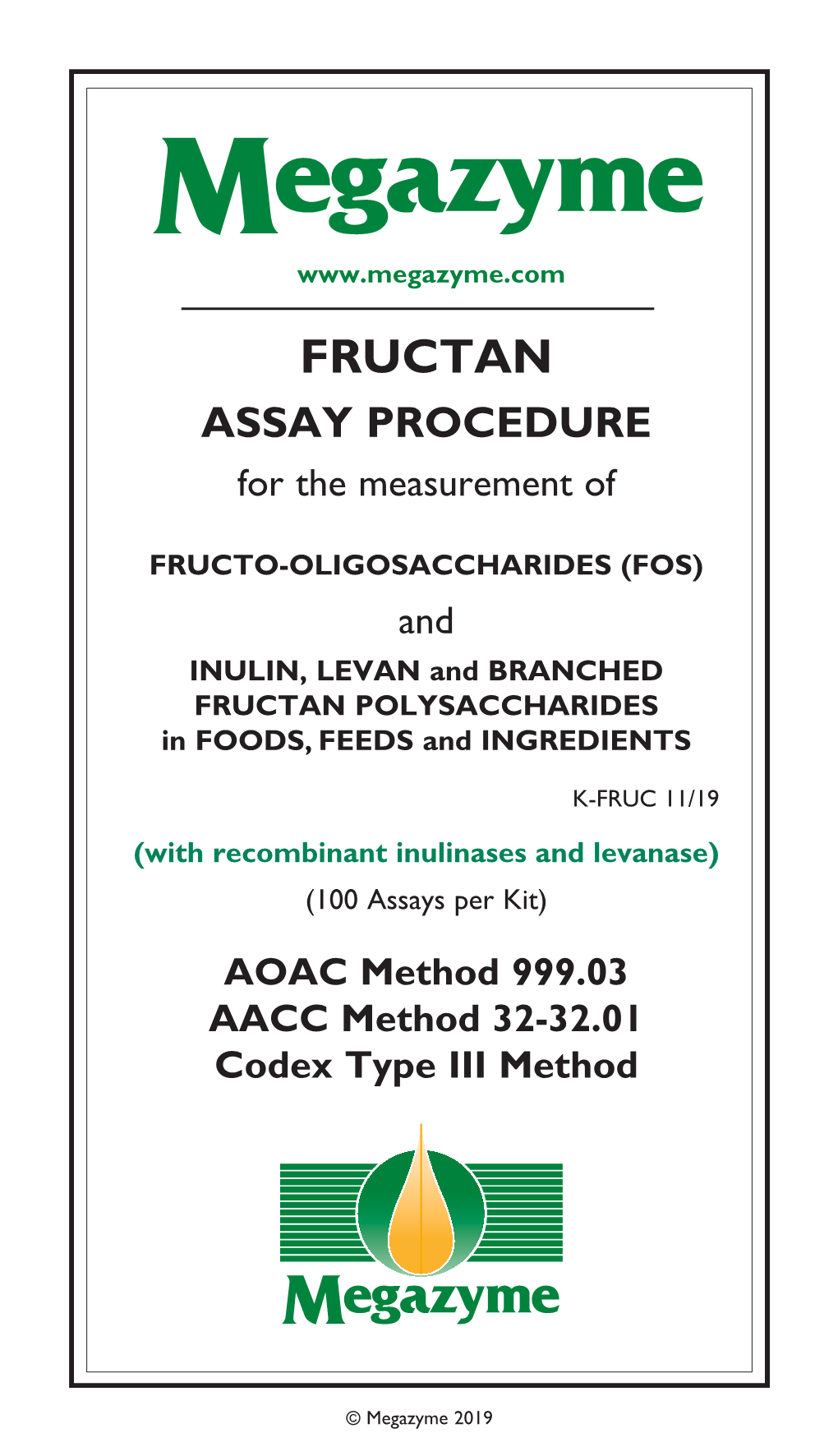 FRUCTAN ASSAY PROCEDURE for the Measurement Of