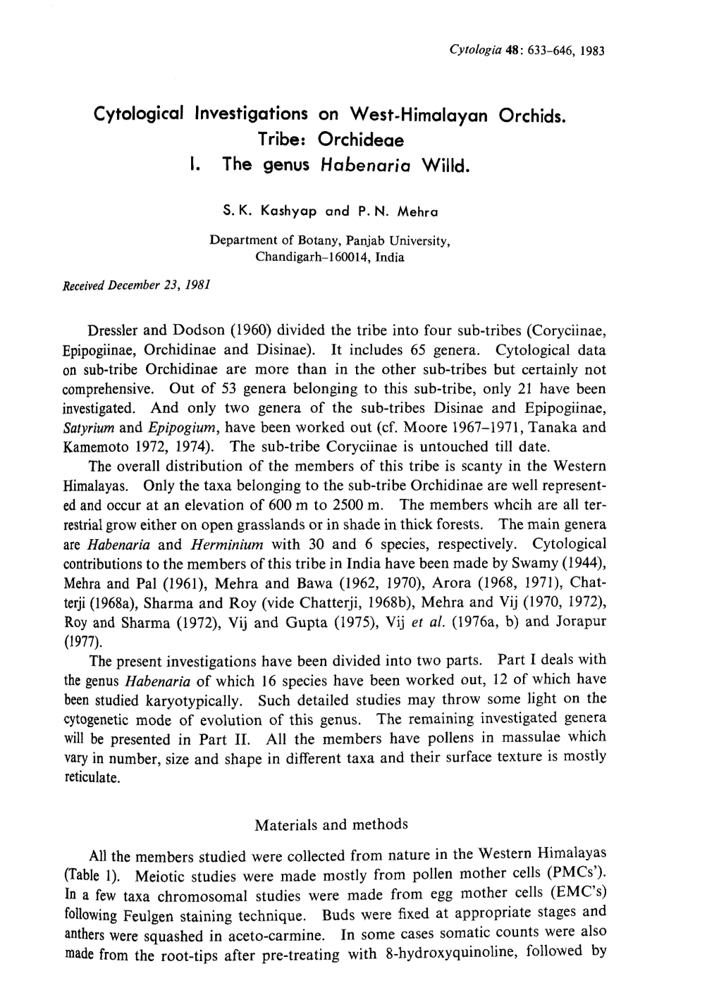 Cytological Investigations on West-Himalayan Orchids