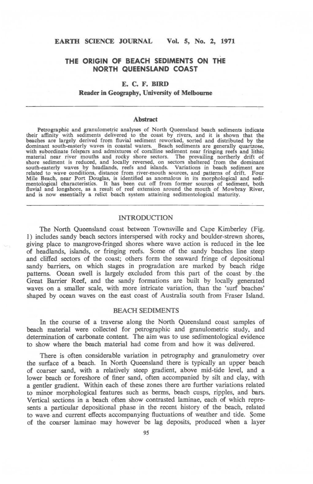 The Origin of Beach Sediments on the North Queensland Coast