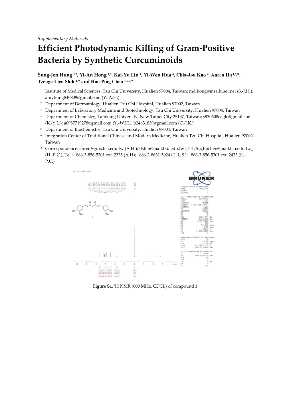 Efficient Photodynamic Killing of Gram-Positive Bacteria by Synthetic Curcuminoids