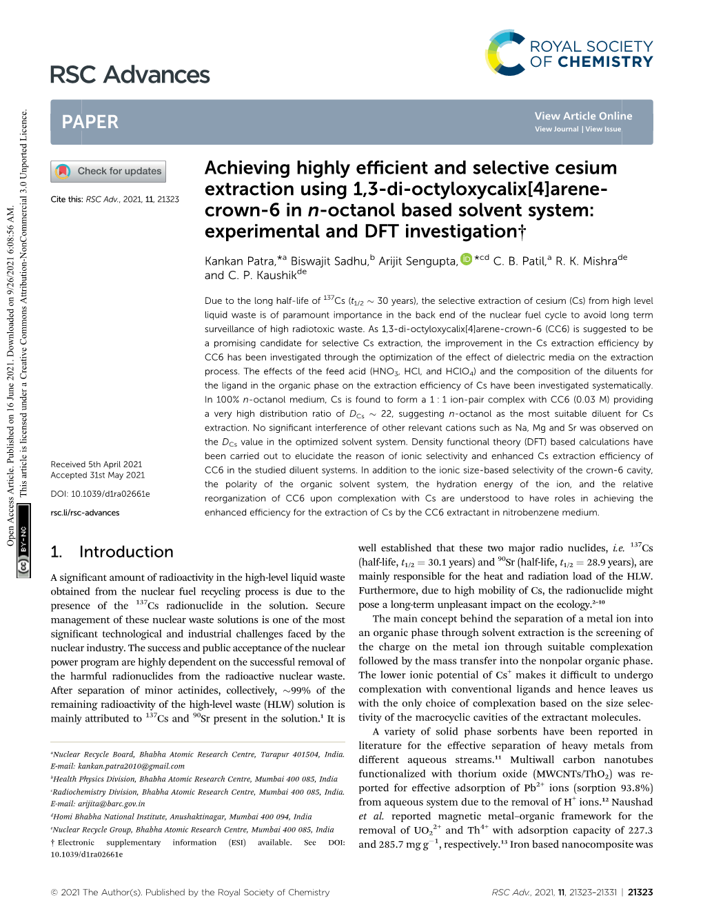 Achieving Highly Efficient and Selective Cesium