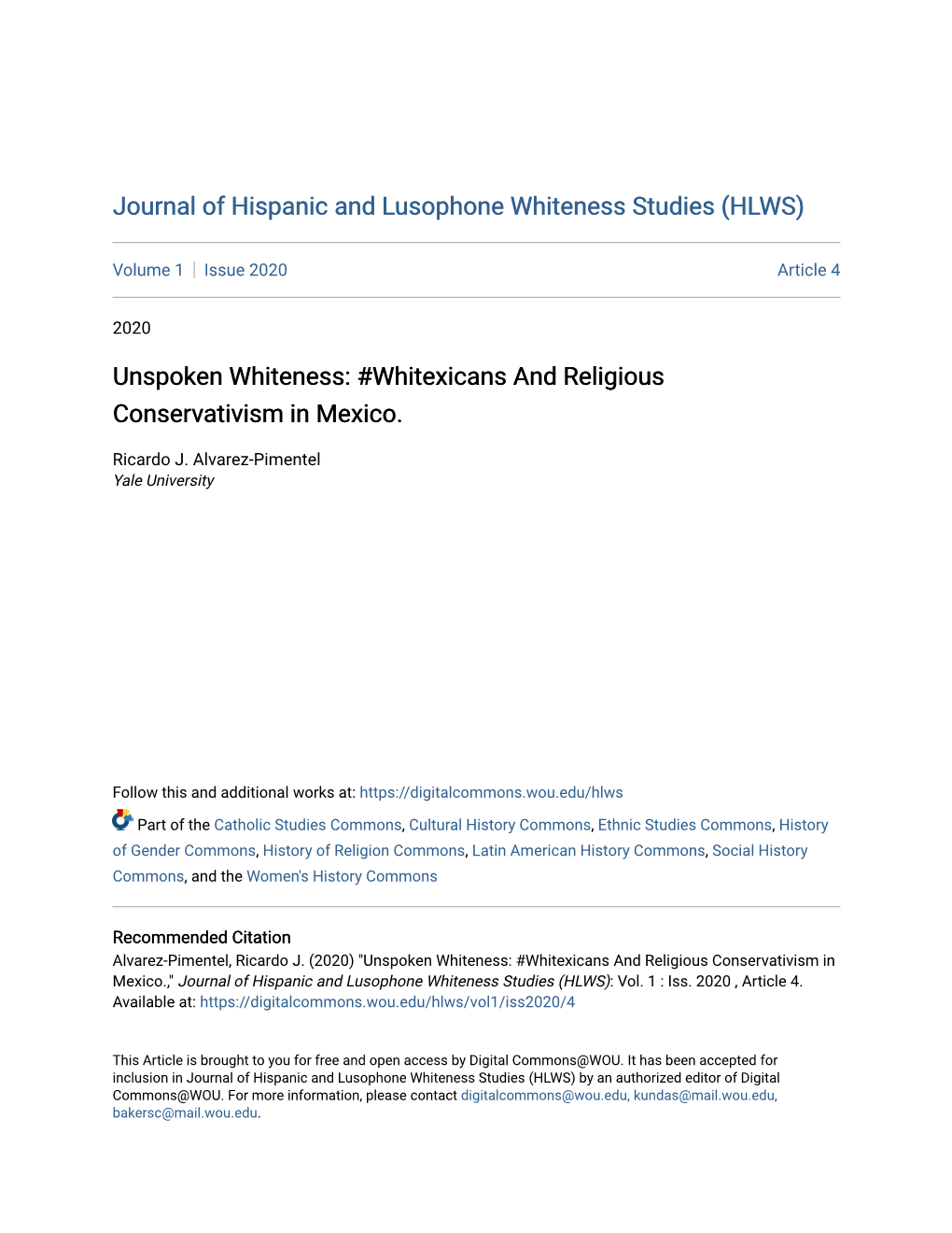 Unspoken Whiteness: #Whitexicans and Religious Conservativism in Mexico