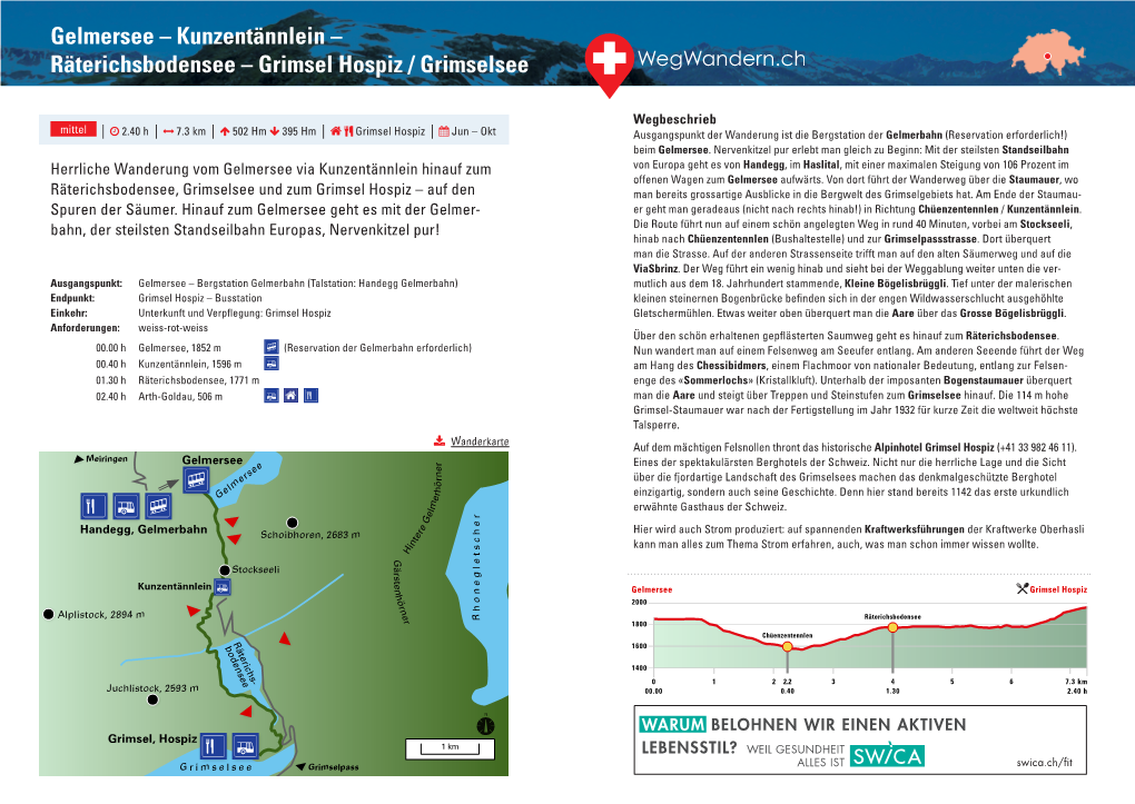 Kunzentännlein – Räterichsbodensee – Grimsel Hospiz / Grimselsee