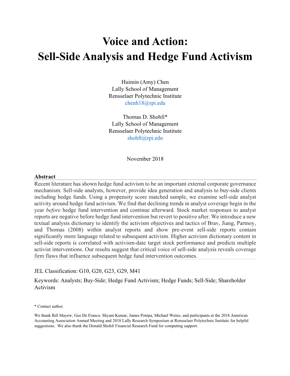 Sell-Side Analysis and Hedge Fund Activism