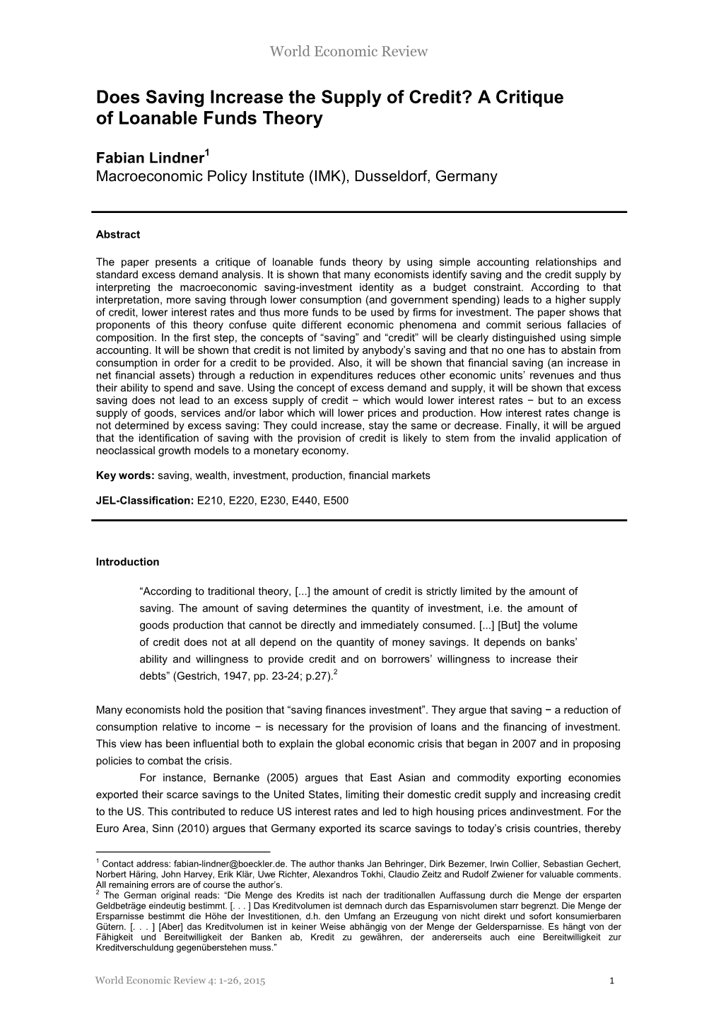 Does Saving Increase the Supply of Credit? a Critique of Loanable Funds Theory