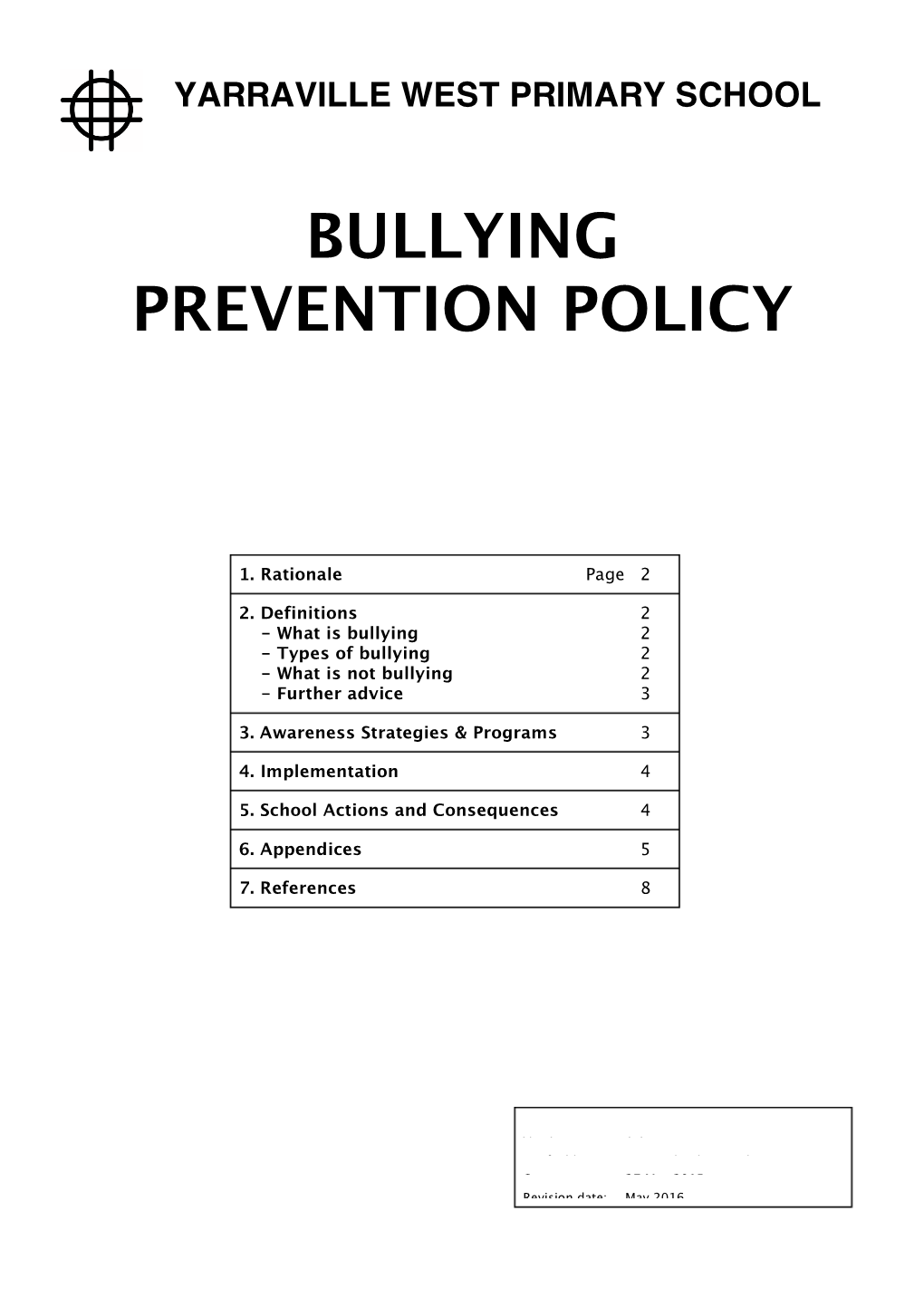 Bullying Prevention Policy