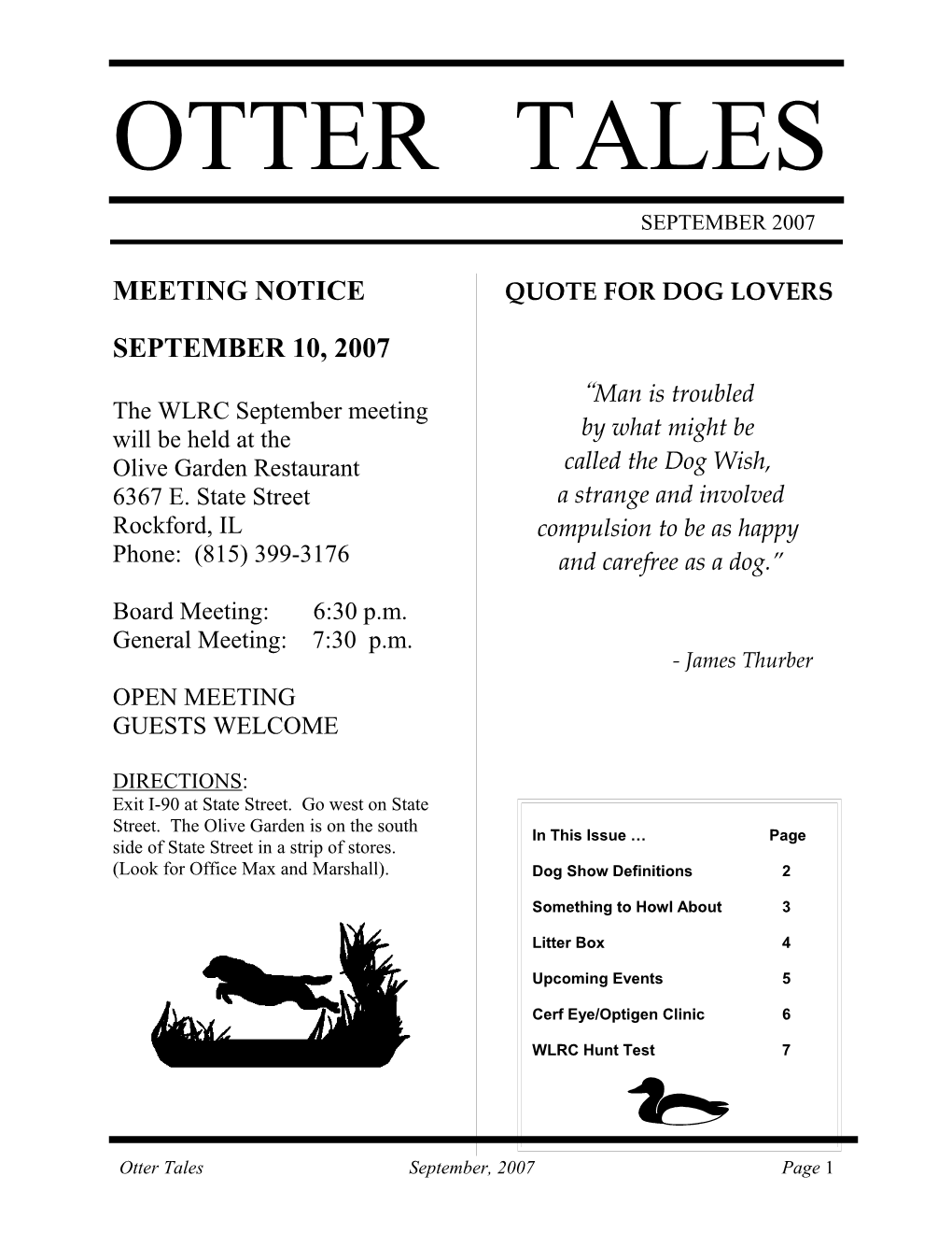 Otter Tales September, 2007 Page 1