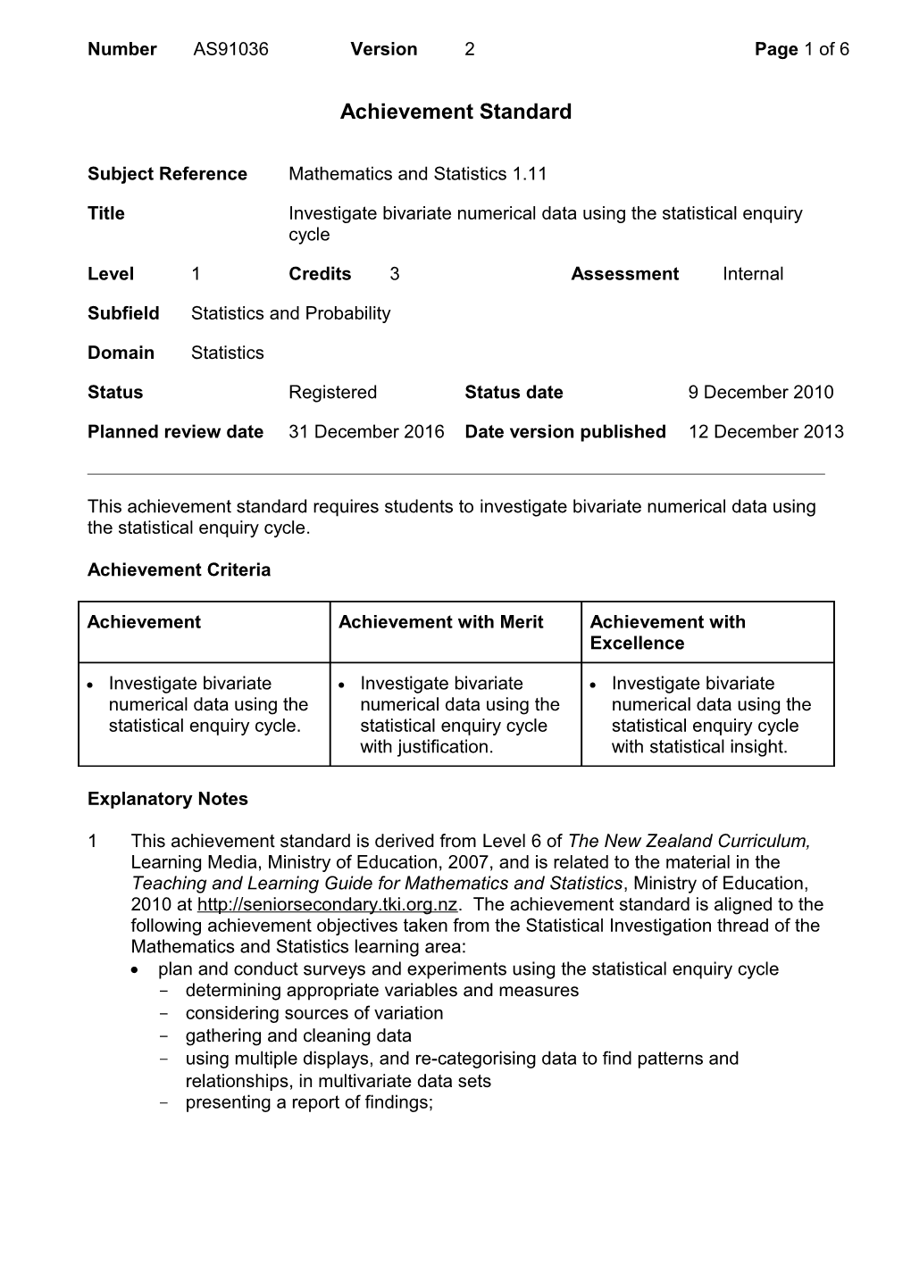 91036 Investigate Bivariate Numerical Data Using the Statistical Enquiry Cycle