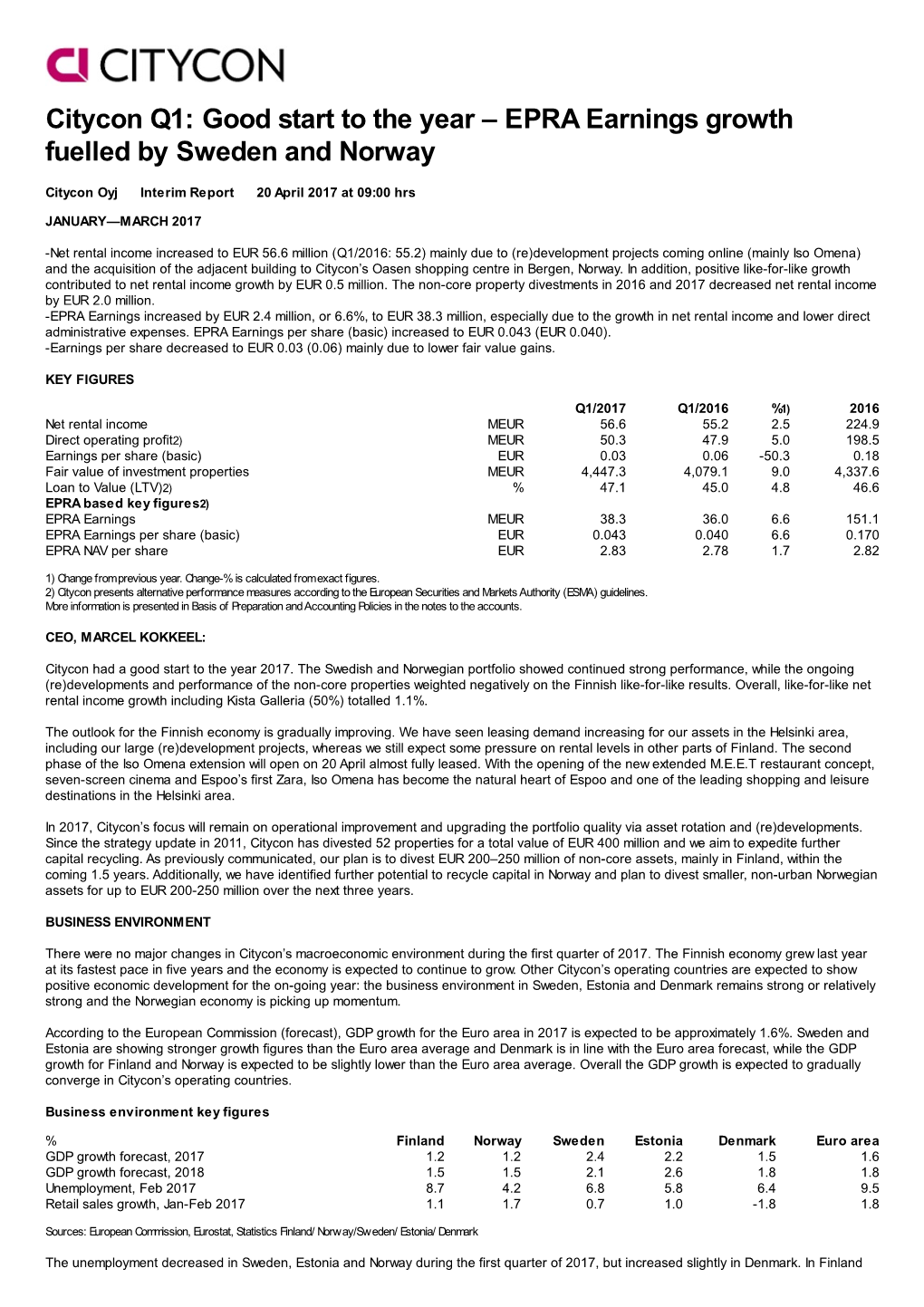 EPRA Earnings Growth Fuelled by Sweden and Norway