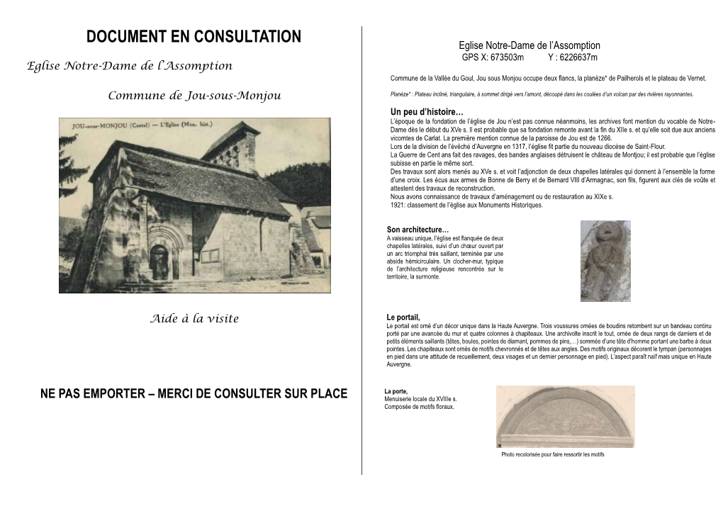 Jou-Sous-Monjou Planèze* : Plateau Incliné, Triangulaire, À Sommet Dirigé Vers L’Amont, Découpé Dans Les Coulées D’Un Volcan Par Des Rivières Rayonnantes