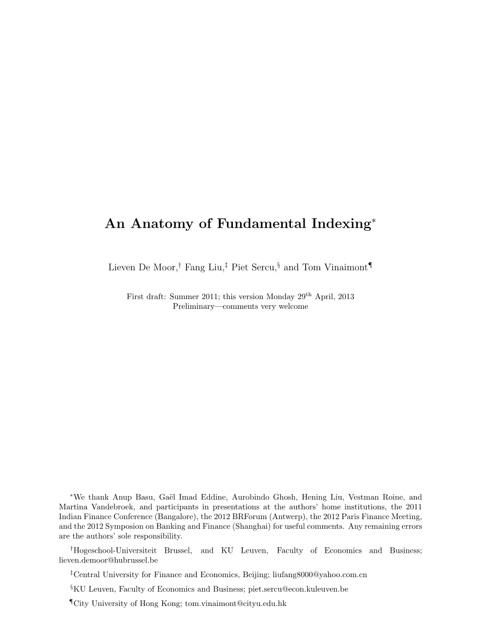 An Anatomy of Fundamental Indexing∗