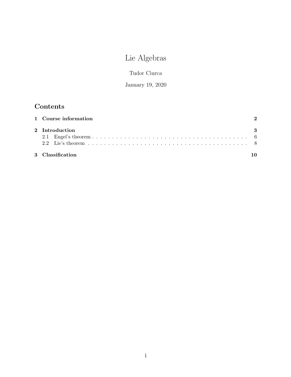 Lie Algebras