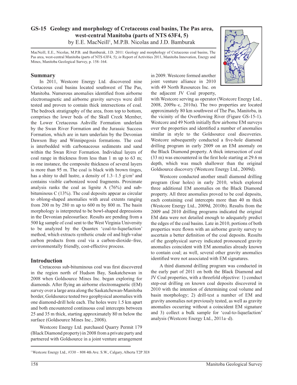 Geology and Morphology of Cretaceous Coal Basins, the Pas Area, West-Central Manitoba (Parts of NTS 63F4, 5) by E.E