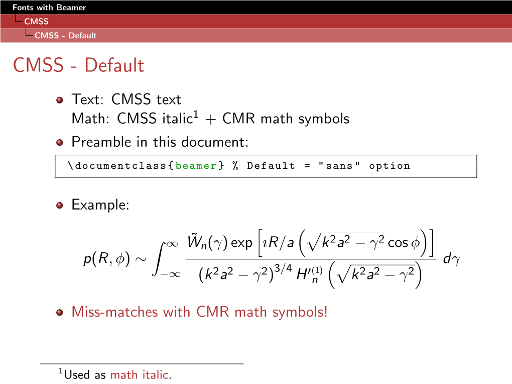 Math Fonts (With Beamer)